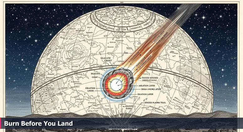 A meteor disintegrating over Fremont hills at night, symbolizing how tech salaries fade due to high cost of living.