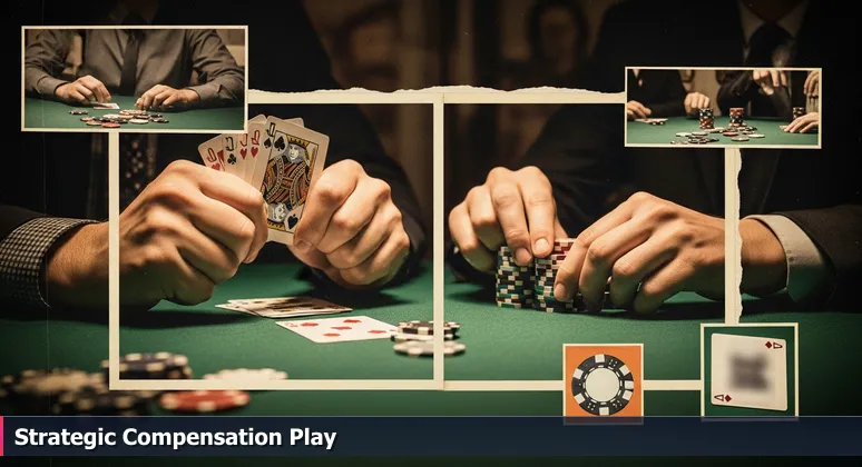 Close-up of poker hands in a Reno casino with chips and concealed cards, symbolizing strategic evaluation of tech compensation packages.