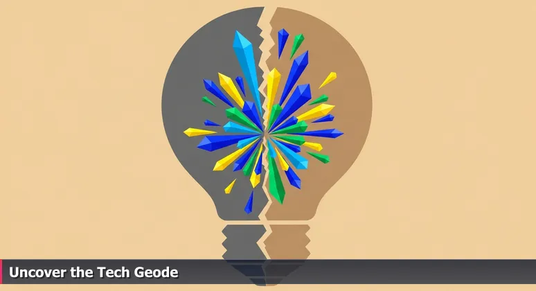 Hands covered in desert dust cracking open a geode to reveal brilliant crystalline structures, symbolizing the hidden tech potential of Reno, NV in 2026.