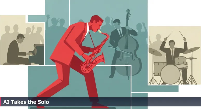 A saxophonist performing a solo in a dim Baltimore jazz club, symbolizing AI startups emerging from the city's collaborative tech and research ecosystem.