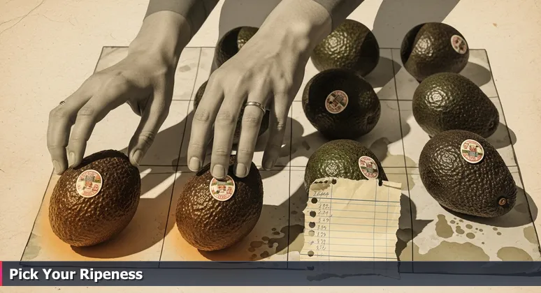 Hands carefully selecting avocados in a supermarket, representing the high-stakes choice of AI bootcamps for Fairfield residents balancing cost and career timing.