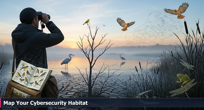 A birdwatcher in Clinton Lake State Park focused on a single warbler, missing the vibrant wetland ecosystem teeming with herons and raptors in the background.