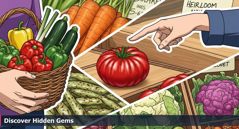 A close-up at Lawrence Farmers' Market with hands pointing to vibrant heirloom tomatoes, symbolizing hidden AI career opportunities.