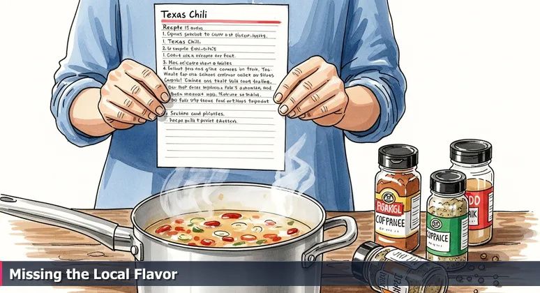 Close-up of hands holding a pristine Texas Chili recipe card next to a bland pot, symbolizing the gap between generic AI roadmaps and McKinney's local tech needs.