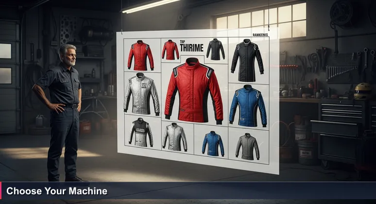 A mechanic in a garage contemplating various racing team uniforms, symbolizing the choice of AI employers in San Antonio.