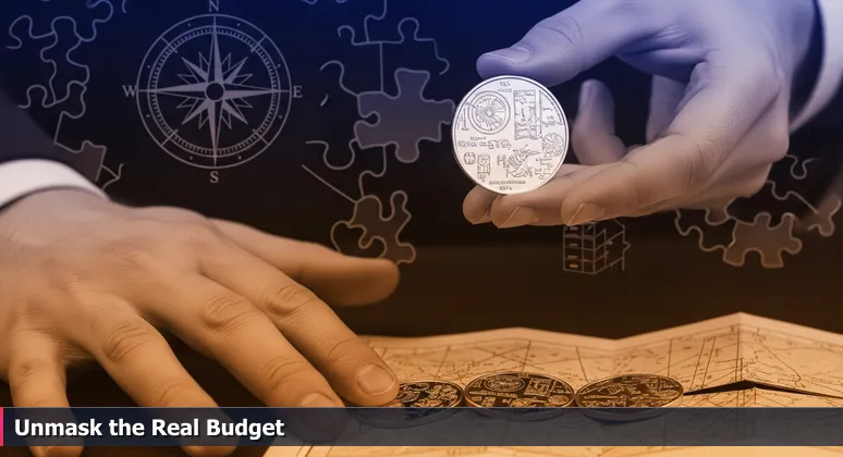 Close-up of a magician's hands: right hand displays a shiny coin, left hand hides coins in a pocket, symbolizing hidden costs behind tech salaries in Rancho Cucamonga.