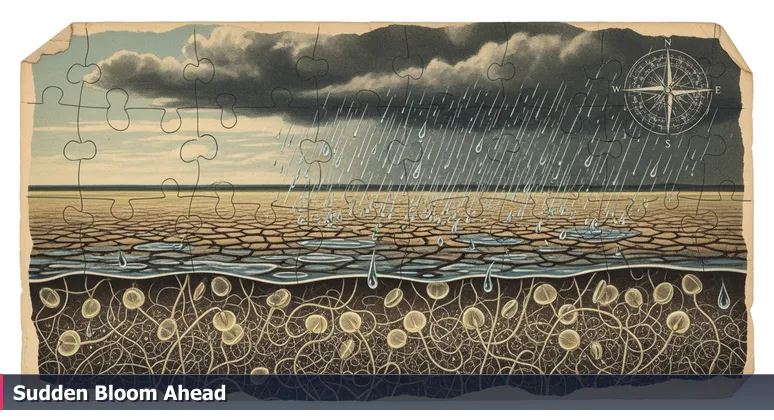 Rainstorm over cracked earth in Amarillo's Llano Estacado, symbolizing hidden funding for tech training careers in the Texas Panhandle