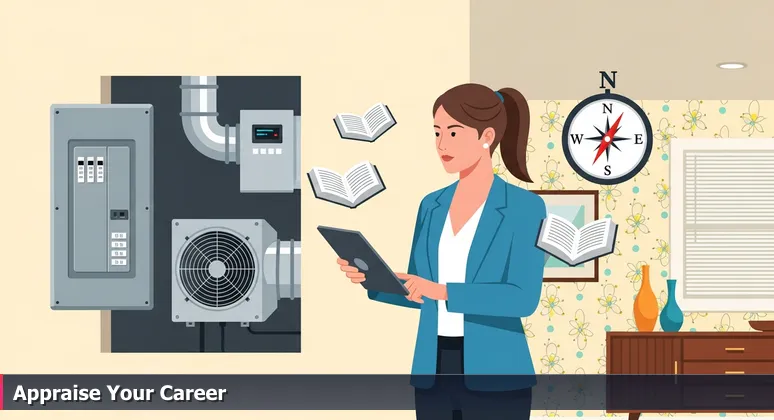 A real estate appraiser in an Amarillo home examines hidden upgrades like electrical and HVAC systems, symbolizing the unseen value in AI career compensation for 2026