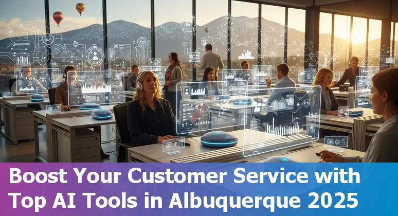 Customer service professional using AI tools on a computer in Albuquerque office