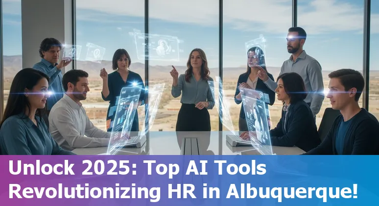AI concept with human resources icons and Albuquerque city skyline