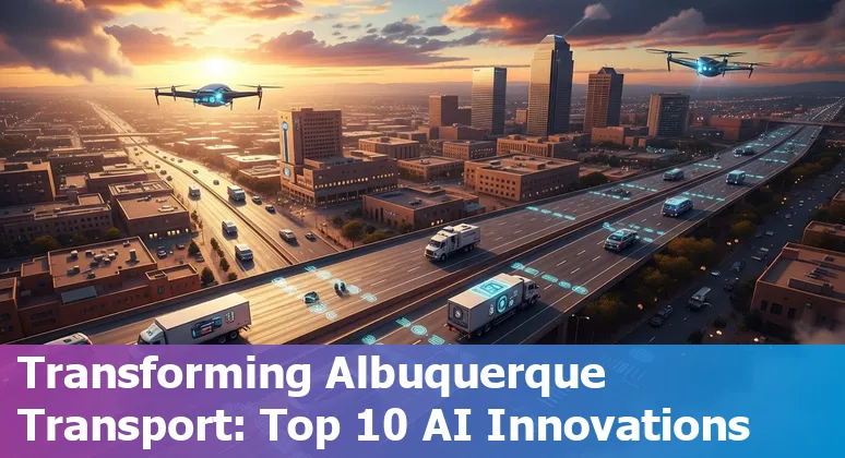 AI transforming transportation in Albuquerque with route optimization, autonomous vehicles, and smart fleet tracking.