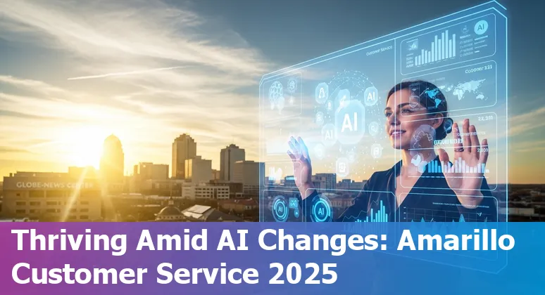 Customer service agent working with AI technology in Amarillo, Texas call center in 2025