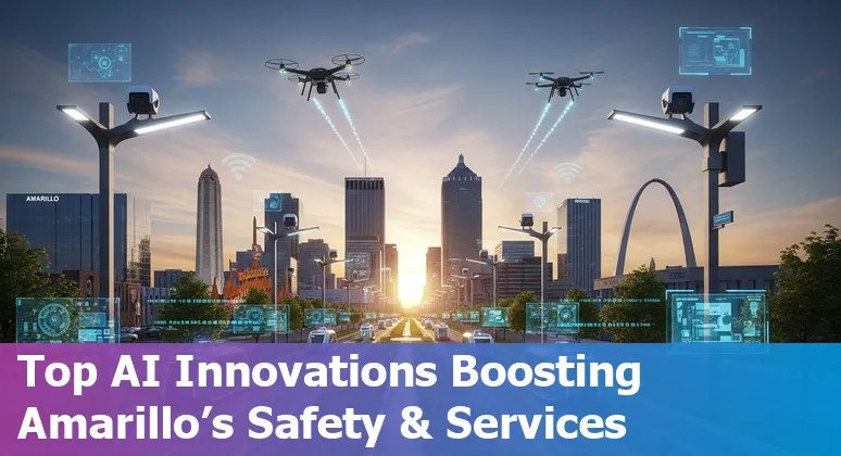 Illustration of AI-powered government services in Amarillo, Texas enhancing citizen engagement and infrastructure