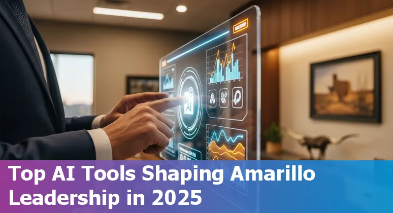 AI tools interface with Amarillo Texas cityscape in background