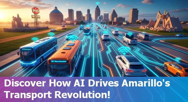 AI technology in transportation with Amarillo cityscape and autonomous vehicles