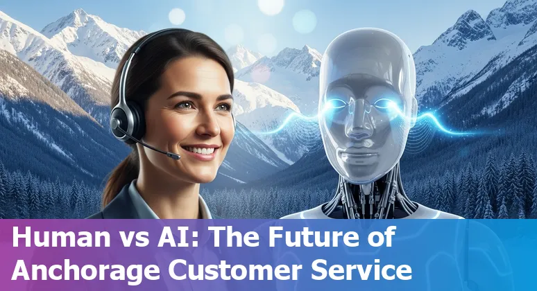 Customer service agent working alongside AI technology in Anchorage, Alaska office