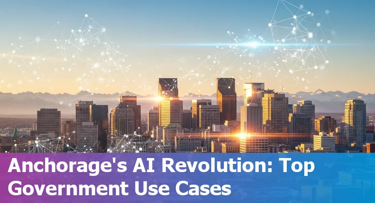 AI technology powering government services in Anchorage, Alaska, with digital interface and federal building backdrop