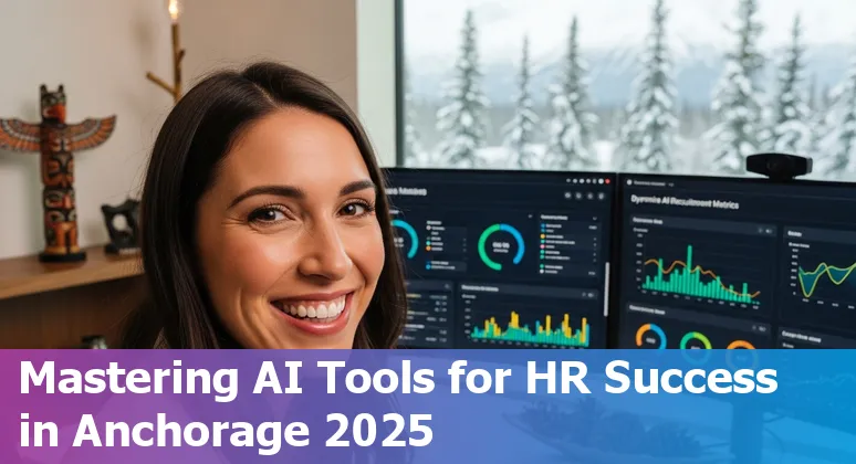 HR professional using AI-driven tools in an office setting in Anchorage, Alaska