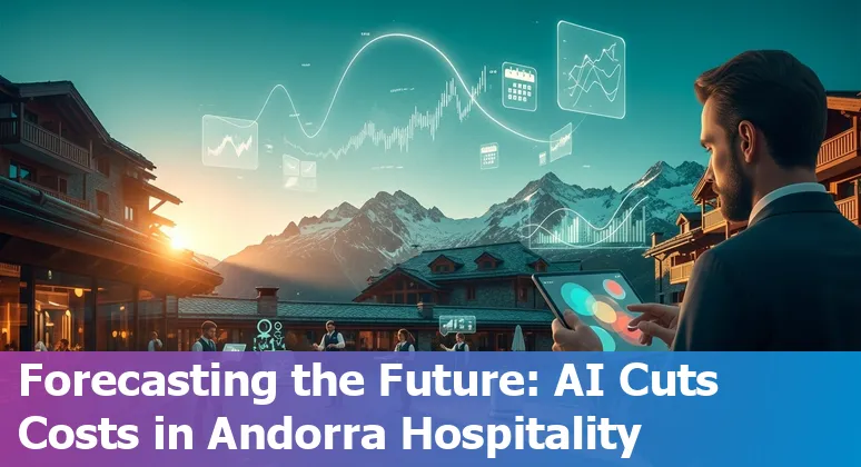 Hotel front desk with AI chatbot interface showing efficiency gains for hospitality companies in Andorra