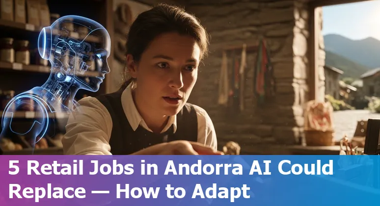 Andorra retail workers adapting to AI: cashier, customer service, warehouse robot, sales assistant and analyst training.