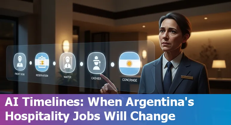 Hotel front desk with a kiosk robot and human staff member in Buenos Aires