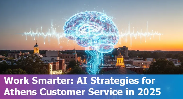 Customer service professional in Athens using AI prompts on computer in 2025