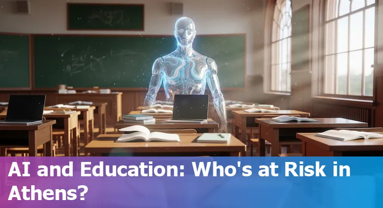 Illustration of AI impacting various education jobs in Athens, Georgia, with educators adapting to new technologies.