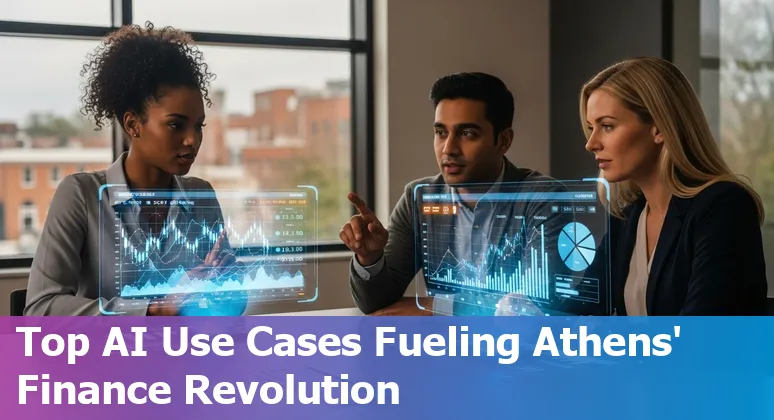 AI technology transforming financial services in Athens Georgia with digital data and finance icons