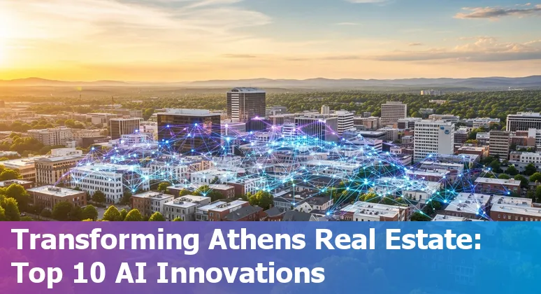 Real estate agent using AI tools on a tablet with Athens, Georgia neighborhood in background