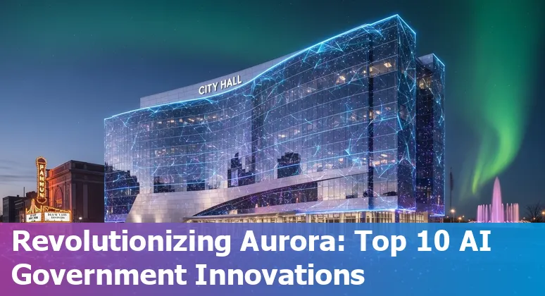 AI technology in government, Aurora Illinois cityscape with digital data overlay