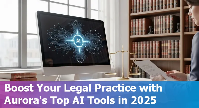 Legal professional using AI tools on computer in Aurora law office in 2025