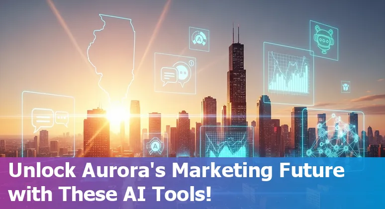 Top AI tools for marketing professionals in Aurora, Illinois in 2025 with icons and technology graphics.