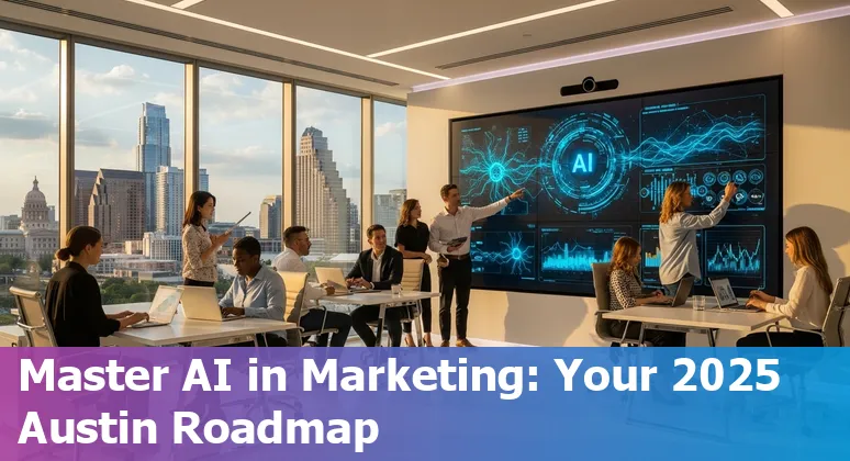 Marketing professional using AI tools at a tech event in Austin, Texas in 2025