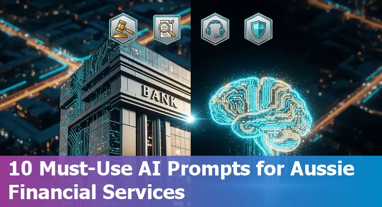 Diagram showing AI use cases across Australian financial services with logos like Xero, CommBank, Tyro Payments and icons for fraud, credit, robo‑advice.