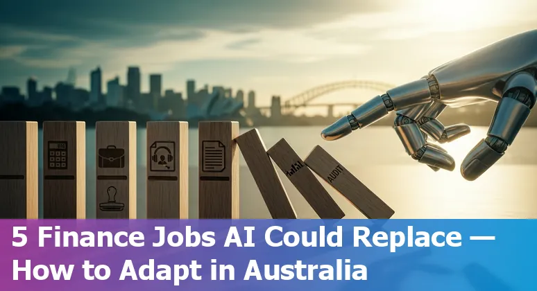 Australian financial services workers with AI icons representing automation, chatbots and data analytics