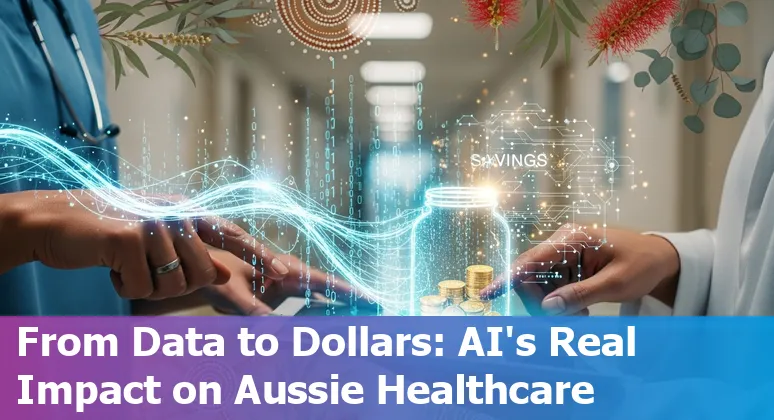 AI assisting clinicians in an Australian hospital setting, showing dashboards and remote monitoring tools for Australia.