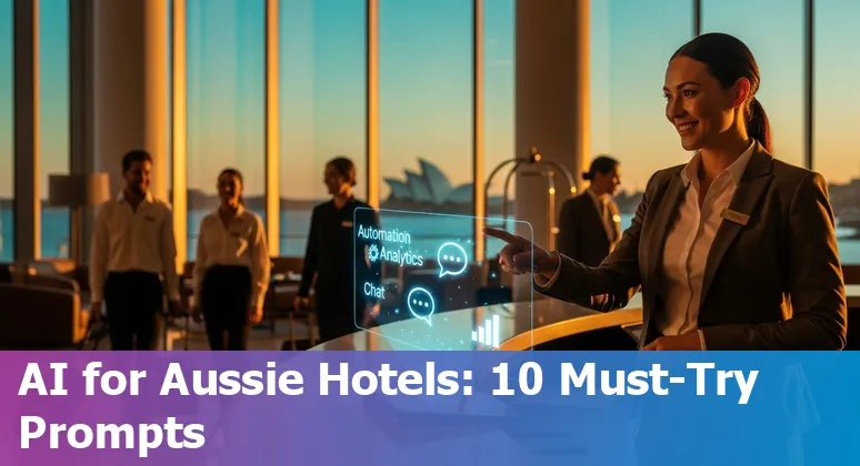 Dashboard showing AI hotel tools for concierge, pricing, housekeeping and safety in an Australian hotel setting.