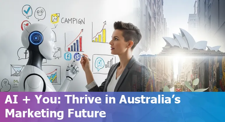 Marketer using AI tools on a laptop in Australia — 2025 guidance for Australian marketing jobs