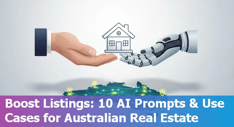 Australian house with AI icons and logos of HouseCanary, ChatGPT, Restb.ai representing property AI tools