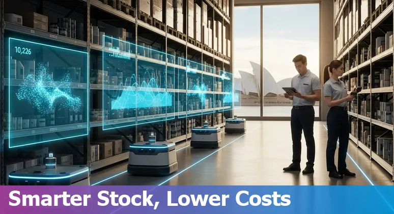 AI dashboard showing inventory, energy and staffing metrics for Australian retail stores