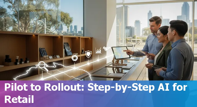 Illustration of AI tools in Australian retail stores in 2025, showing personalised displays and smart inventory systems in Australia