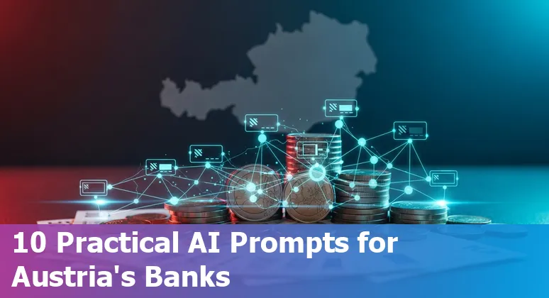 Illustration of AI use cases in Austrian banking and finance with logos like Erste and Raiffeisen and regulatory icons