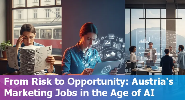 Marketing professional using AI tools in Austria — Vienna office scene, 2025