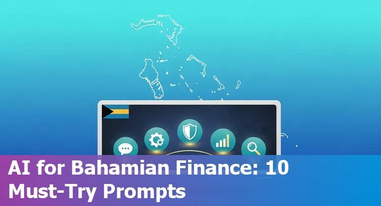 Graphic showing AI use cases in Bahamian financial services with island and bank icons