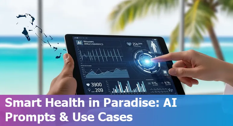 Healthcare team viewing AI dashboard monitoring patients across Bahamian islands on laptops and wearables