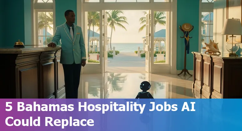Bahamas hotel front desk with staff and self-service kiosk showing AI-driven hospitality changes