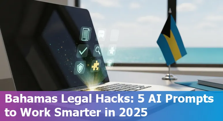 Lawyer using AI prompts on a laptop for Bahamian legal documents in 2025