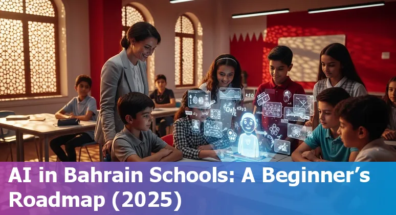 AI in education in Bahrain 2025: students using AI tools with Bahrain landmarks in the background