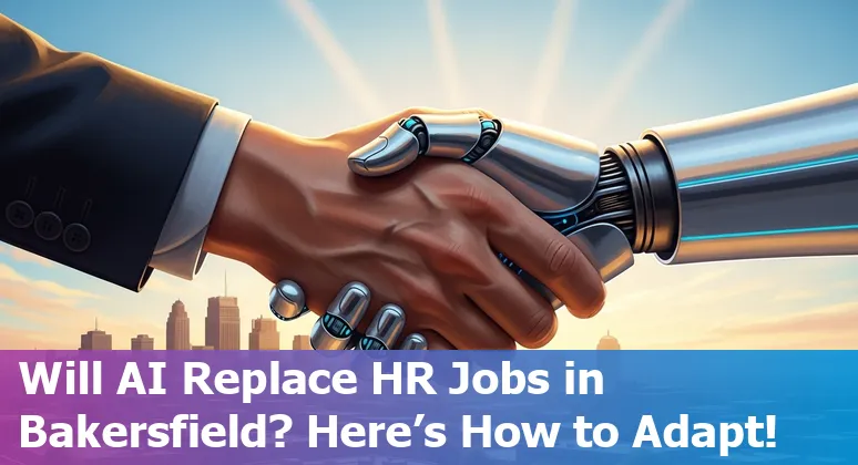 HR professional working with AI tools in Bakersfield, California office in 2025