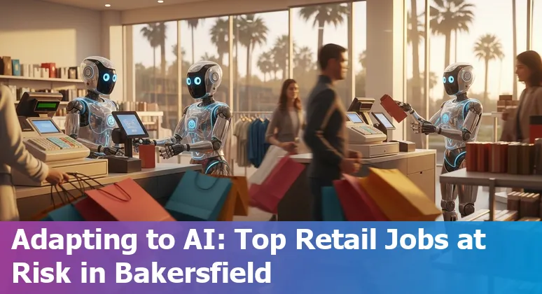 Retail worker adapting to AI technology in a Bakersfield store
